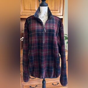 Woolrich Plaid Quarter Zip Grunge Vintage Polartech Fleece Sweatshirt Large